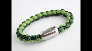 How to Make a Four Strand Round BraidMagnetic Clasp Paracord Bracelet [upl. by Strade]