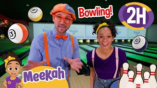 Blippi and Meekahs Bowling Blast Bash  2 HOURS OF MEEKAH  Educational Videos for Kids [upl. by Aikat]