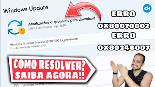 RESOLVENDO ERRO 0x80070002 E 0x80248007 NO WINDOWS 10 E 11 2023 [upl. by Nyllek637]