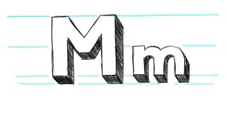 How to Draw 3D Letters M  Uppercase M and Lowercase m in 90 Seconds [upl. by Reinar]