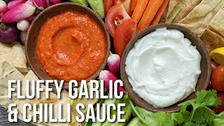 Fluffy Lebanese garlic sauce and Middle Eastern spicy chilli sauce  Two legendary condiments [upl. by Gerrilee597]