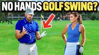 How To Make A quotHandsFreequot Golf Swing  Eric Cogorno  Erika Larkin [upl. by Anuayek1]