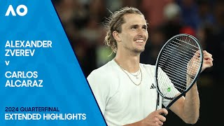 Alexander Zverev v Carlos Alcaraz Extended Highlights  Australian Open 2024 Quarterfinal [upl. by Keiko]