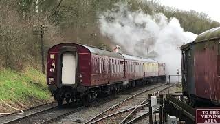 Santa train departs Shackerstone on the Battlefieldline railway Christmas Eve 2023 [upl. by Ewart]