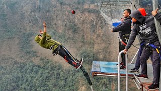 Amazing Bungy Jump Worlds Second Highest 228m The Cliff Nepal Kushma Nepal [upl. by Reiniar552]