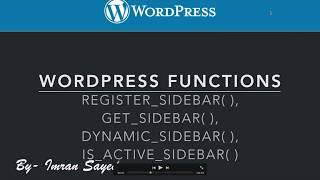 WordPress Functions How to set up Sidebar Widget register sidebar [upl. by Eceinahs]