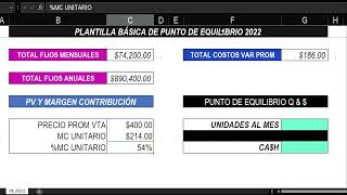 PUNTO de EQUILIBRIO  Plantilla en EXCEL 💻 [upl. by Aerdnwahs640]