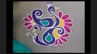 53 Peacock rangoli designs with dots  Mayil kolam rangoli deisgns [upl. by Attenod]