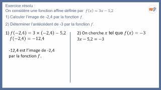 Fonctions affines calcul image antécédent [upl. by Rianna29]