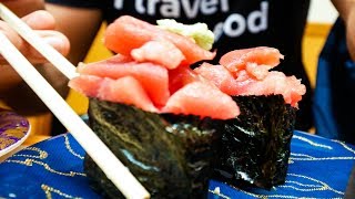 CONVEYOR BELT SUSHI  Japanese Food at Sushi Zanmai in Tokyo Japan [upl. by Henden]