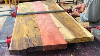 Carry Out Woodworking to Make a Table in Detail with Combination Red Wood [upl. by Fleming]