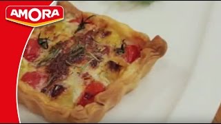 Recette de Tarte au Crottin de chèvre et Tomates cerises  Amora [upl. by Magdaia]