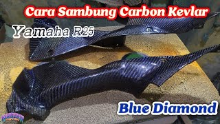 BEGINI CARA SAMBUNG CARBON KEVLAR PART WINGLET YAMAHA R25 ‼️SKINNING CARBON MOTIF BIRU [upl. by Rockel]