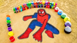 How to make Spiderman with Mentos vs Toothpaste Eruption and Fanta Coca Cola Colored Cups [upl. by Yot]