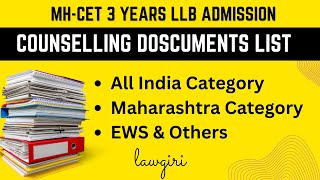 MH CET 3 year LLB Cap Round 2024 Documents RequiredMH CET Law Counselling Admission Process [upl. by Adnyl]