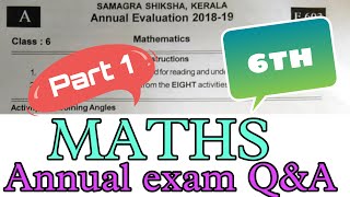 SIXTH STANDARD ANNUAL EXAM MATHS QUESTION PAPER WITH ANSWERS PART 1  SCERT KERALA SYLLABUS SIXTH [upl. by Mairam]