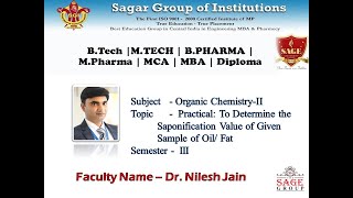 Practical To Determine the Saponification Value of Given Sample of Oil Fat Dr Nilesh Jain SIRTSP [upl. by Eceela]