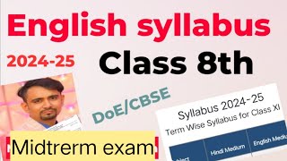 class 8 english syllabus for Midterm exam 202425 doe  english ka syllabus class 8  class8 english [upl. by Lounge]