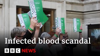 UK government covered up infectedblood scandal which left victims exposed report finds  BBC News [upl. by Aronid302]