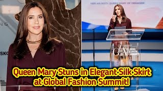 Queen Mary of Denmark Dazzles at Global Fashion Summit  Stylish Silk Skirt amp Sustainable Fashion [upl. by Flita]