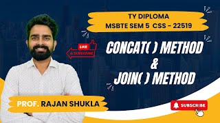 Concat Method and Join Method  MSBTE SEM 5  CSS  22519  FOR FOR IT  CO  AIML  TY DIPLOMA [upl. by Newell]