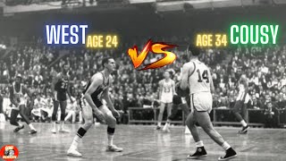 Jerry West vs Bob Cousy  True Highlights Offense Defense Missed Shots etc [upl. by Aciretnahs]