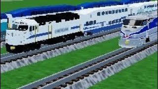 Amtrak amp Metrolink Horn battle Roscale sandbox [upl. by Ativel]