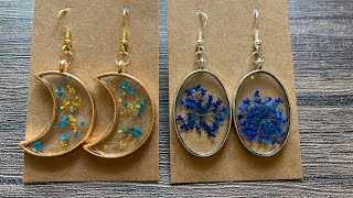 Resin Bezel Earrings Using Real Dried Flowers Tutorial [upl. by Nhguavaj]