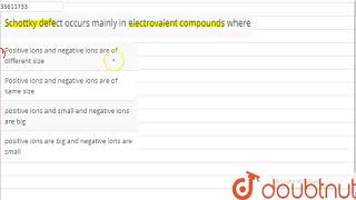 Schottky defect occurs mainly in electrovalent compounds where [upl. by Esilahc]