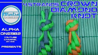 How to Make the 4 Strands Paracord Crown Diamond Knot 2017 [upl. by Bein642]