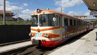 Lingualossa Sicily Italy Ferrovia Circumetnea train leave the station 2013  Rail Spots 9 [upl. by Aryk723]