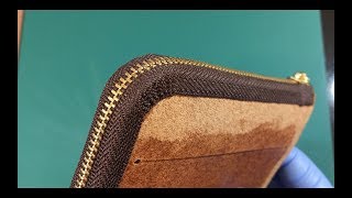 Technique to attach a Zipper  Leather Craft  Kikuyose  Simple [upl. by Akeemat]