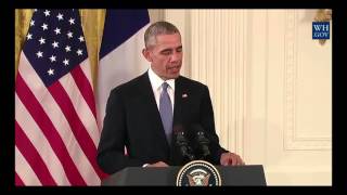 President Obama Holds a Joint Press Conference with President Hollande [upl. by Stannwood]