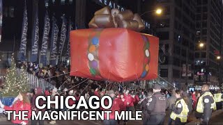 CHICAGO  THE MAGNIFICENT MILE CHRISTMAS LIGHTS FESTIVAL PARADE 20234K 60FPS [upl. by Eiznekcm]