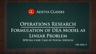 DEA2  Data Envelopment Analysis  Formulation of DEA as a Linear Problem [upl. by Akiaki]