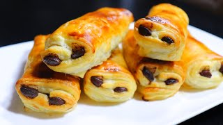 Petits pains au chocolat avec pâte feuilletée facile  Easy small chocolate buns with puff pastry [upl. by Yecies263]