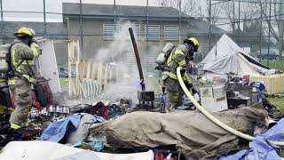 Encampment Tent Fire Cobourg April 12 2024 [upl. by Nellak]