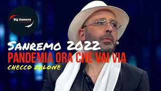 🤣 Checco ZALONE a SANREMO 2022 in versione virologo canta quotPandemia ora che vai viaquot [upl. by Bessy]