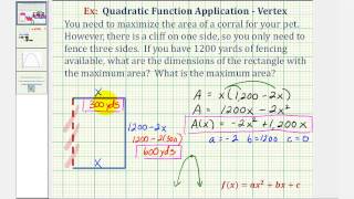 Ex Quadratic Function Application  Maximum Area [upl. by Eliezer9]