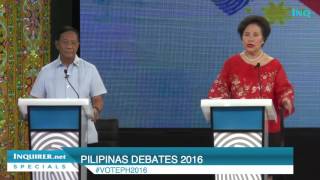 Pilipinas Debates 2016 Binay vs Santiago on VPs wealth [upl. by Airb]