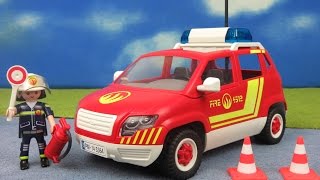 Playmobil Feuerwehr deutsch Brandmeisterfahrzeug Feuerwehrauto für Kinder [upl. by Nyladnar]