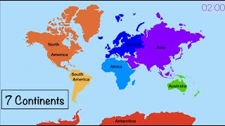 🔴 7 Continents of the World Names Shapes Map Locations Land Earth Geography Video Formation 🔴 [upl. by Feinstein]