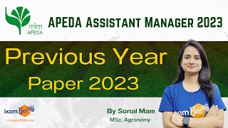 APEDA Recruitment 2023  APEDA Assistant Manager Previous year paper 2023  By Sonal Mam [upl. by Marijane]