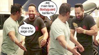 Salman Khan Makes FUN Of His Bodyguard Shera Publicly At Mumbai Airport [upl. by Livvy755]