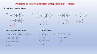 Priprema za kontrolni zadatak iz stepenovanja 7 razred [upl. by Drahsar185]