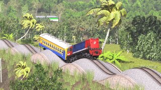 Kereta Api Pendek VS Kereta Api Panjang Melewati Rel Bergelombang [upl. by Annoirb660]