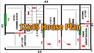 12x45 घर का प्लान 12x45 House plan [upl. by Halverson]