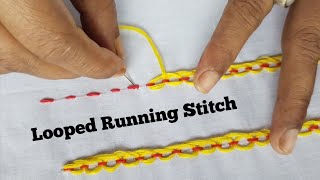 Looped Running Stitch Embroidery Design Tutorial  Embroidery for Beginners [upl. by Aneg636]