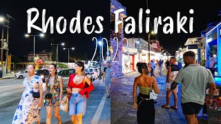 Faliraki Rhodes Rhodos nightlife walking tour 4k Rodos Greece 2023 [upl. by Oiril867]