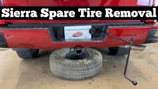 2014  2018 GMC Sierra Spare Tire Location  How To Remove Spare Jack Lug Nut Wrench  Change Flat [upl. by Magner]